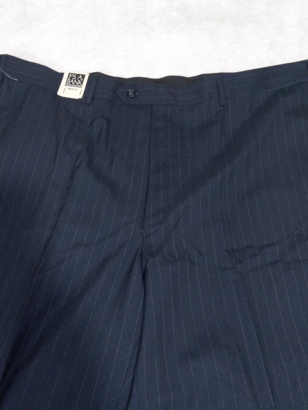 Jos A. Bank 46x32 Classic Fit 100% Worsted Wool Dress Pants Navy Pinstripe NEW - Picture 7 of 11